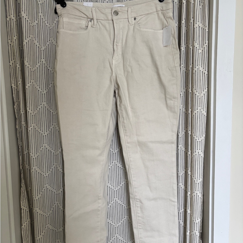 Good American Cream Hi-Rise Jeans